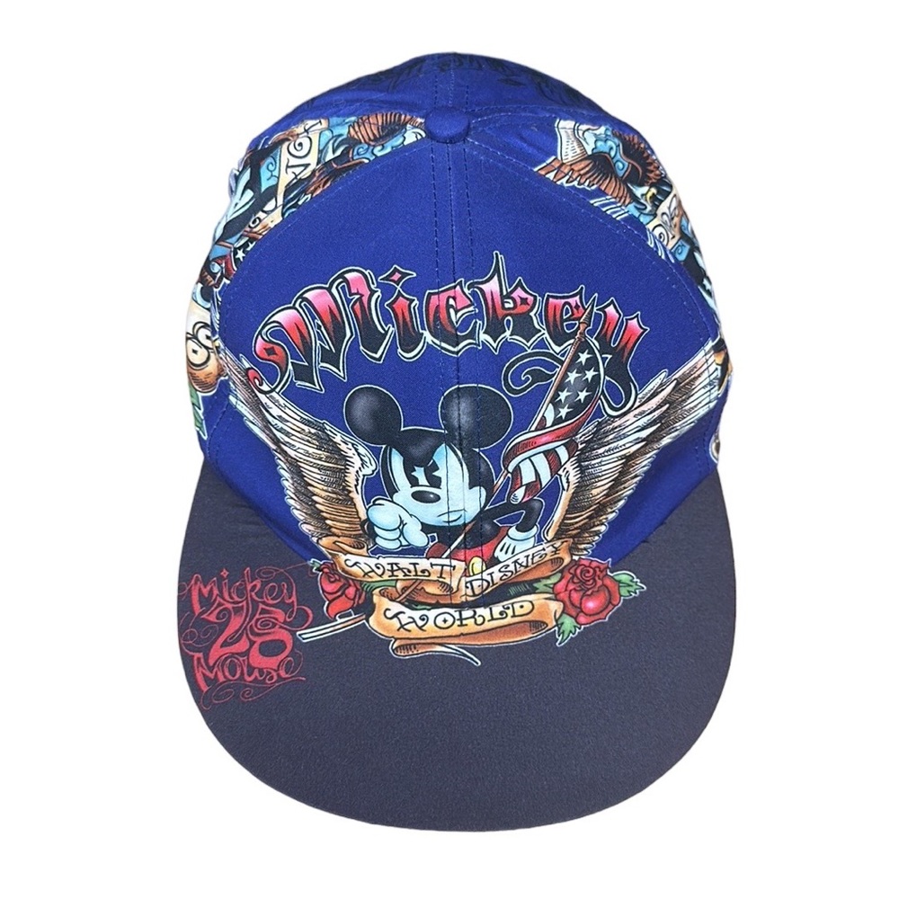 Walt Disney World Parks Mickey Mouse USA Flag Tattoo Stretch Fit Fitted Cap Hat